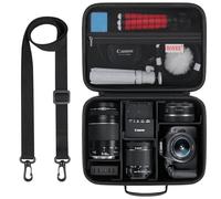 BOVKE Etui pour Canon EOS 2000d/R50/R6 Mark II/R100, étui de Rangement pour Appareils Photo Reflex Numériques Canon, Sony, Nikon, trépieds et Accessoires, bandoulière avec 5 séparateurs, Noir