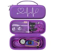 BOVKE Étui pour stéthoscope 3M Littmann Classic III, Lightweight II S.E, Cardiology IV, MDF Acoustica Lightweight - Poche supplémentaire Contenir des Accessoires Infirmiers, Violet Foncé
