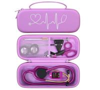 BOVKE Étui pour stéthoscope 3M Littmann Classic III, Lightweight II S.E, Cardiology IV, MDF Acoustica Lightweight - Poche supplémentaire Contenir des Accessoires Infirmiers, Violet Clair