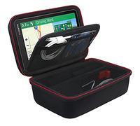 BOVKE Étui Rigide pour GPS Garmin DriveSmart 76/65/61, RV 780/dezl OTR700/OTR610, Système de Navigation GPS Garmin Catalyst, 6-7 Pouces, Espace Supplémentaire pour Chargeurs de Voiture, Noir+Noir