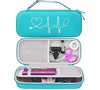 BOVKE Étui Rigide pour Stéthoscope 3M Littmann Classic III, Lightweight II S.E, Cardiology IV Diagnostic, MDF Acoustica Deluxe - Espace Supplémentaire pour Stylos Lumineux, Turquoise