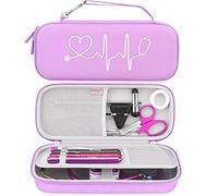 BOVKE Étui rigide pour stéthoscope 3M Littmann Classic III, Lightweight II S.E, Cardiology IV Diagnostic, MDF Acoustica Deluxe - Espace supplémentaire pour marteau médical et lampes stylo, Violet