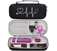 BOVKE Étui Rigide pour Stéthoscope 3M Littmann Classic III, Lightweight II S.E, Cardiology IV Diagnostic, MDF Acoustica Deluxe - Espace Supplémentaire pour Stylos Lumineux, Noir