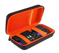 BOVKE Étui Rigide pour Télécommande Vocale Roku, Streaming Stick+ / 4K, TV Steaming Stick 3820R/ 3821R/3941R, Poche en Filet Supplémentaire pour Adaptateurs, Câbles, Noir