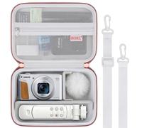 BOVKE Sacoche Transport pour Canon Powershot G7X Mark III Mark II SX740, Sony ZV-1 II/ZV-1F Appareil Vlog Photo Numérique Compact 4K Rangement Voyage pour Trépied Microphone et Accessoires, Blanc