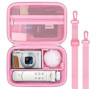 BOVKE Sacoche Transport pour Canon Powershot G7X Mark III Mark II SX740, Sony ZV-1 II/ZV-1F Appareil Vlog Photo Numérique Compact 4K Rangement Voyage pour Trépied Microphone et Accessoires, Rose