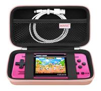 BOVKE Valise Compatible avec la Console de Jeu Portable angbernic rg35xx H Retro, Sac de Voyage pour Console de Jeu rg35xxh Retro avec Poche en Maille pour Carte TF, câble de Charge, Or Rose
