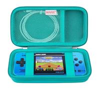 BOVKE Valise Compatible avec la Console de Jeu Portable angbernic rg35xx H Retro, Sac de Voyage pour Console de Jeu rg35xxh Retro avec Poche en Grille pour Carte TF, câble de Charge, Turquoise