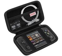 BOVKE Valise Compatible avec la Console de Jeu Portable angbernic rg35xx H Retro, Sac de Voyage pour Console de Jeu rg35xxh Retro avec Pochette de Grille pour Carte TF, câble de Charge, Noir + Noir