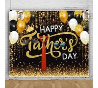 Bovlleetd 1.8x1.2m Arrière-Plan Joyeuse Fête des Pères Ballon pailleté Noir Or Arrière-Plan de fête thème Cravate Rouge bannière Photo décorations de fête pour Hommes et Famille