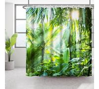 Bovlleetd 152x183cm Tropical Botanique Rideau De Douche 3D Scène D'été Bananier Salle De Bains Rideau Palmier Chaud Soleil Rideaux De Douche Vert Forêt Tropicale Plante