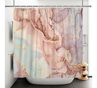 Bovlleetd 180x180cm Marbre Rideau de Douche Rose Violet Ombre Décor de Salle de Bain Imperméable Lavable Décor de Salle de Bain Rideau Moderne Abstrait Aquarelle Baignoire Décor