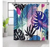 Bovlleetd 180x180cm Rideau de Douche Plante Abstraite Aquarelle bohème Plante Tropicale Rideau de Salle de Bain Rideau de Douche Art du Milieu du siècle Rideau de Bain étanche Lavable