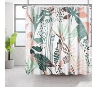 Bovlleetd 180x200cm Rideau de Douche Plante Abstraite Aquarelle Tropical botanique Rideau de Salle de Bain bohème Salle de Bain Rideau décoratif imperméable Bain Art Rideau avec Crochet