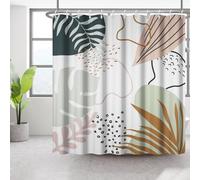 Bovlleetd 183x198cm Rideau de Douche Plante Abstraite Boho Tropicale - Art du Milieu du Siècle pour Salle de Bain - Étanche Monstera