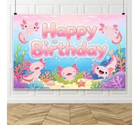 Bovlleetd 2,5x1,8m Bannière Arrière-Plan Joyeux Anniversaire sous-la-Mer Monde sous-Marin Dessiné Rose Bleu Corail Coquille Étoile de Mer Joyeux Anniversaire Arrière-Plan pour Fête de Bébé