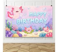 Bovlleetd 2,5x1,8m Bannière Arrière-Plan Joyeux Anniversaire sous-la-Mer Océan sous-Marin Pastel Rose Violet Bulle Corail Coquille Algue Marine Arrière-Plan pour Fête Filles Enfants