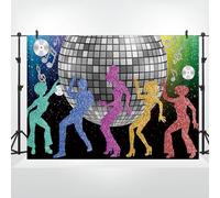 Bovlleetd 2.7x1.8m Toile de Fond de discothèques des années 70, 80, 90, discothèques, Danseurs Chauds, balles Flash, arrière-Plan de Photographie, néon Brillant Fou, fête d'anniversaire, photomaton