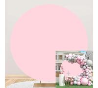 Bovlleetd 220cm Rose Rond Toile de Fond Rose Pur Anniversaire Romantique Mariage Cercle Tir Fond Tissu pour Proposition Scène Baby Shower Décoration Photographie Studio Props