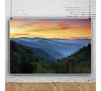 Bovlleetd 220x150cm Vert Montagne Fond Coucher de Soleil Nuages entourent Toile de Fond Lever de Soleil Coucher de Soleil Paysage Naturel Photographie Fond Voyage Adulte Prise de Vue Accessoire