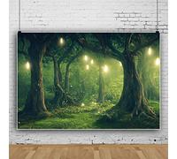 Bovlleetd 300x250cm forêt Tropicale Jungle Toile de Fond Fantaisie Conte de fées Pays des Merveilles forêt Photographie Fond Vert Fluorescence forêt Lueur Guirlande Lumineuse Photographie