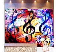 Bovlleetd 3x2,5m Fond de Notes Musicales vibrantes Clé de Sol colorée & Symboles musicaux, Motif Abstrait éclairé au Neon, Thème Musical Artistique, Accessoires de Studio Photo