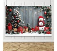 Bovlleetd 3x2m Arrière-Plan de Noël en Bois Rustique Arrière-Plans Enneigés Sapin de Noël Bonhomme de Neige Pomme de Pin Scène Hivernale Arrière-Plan Photo pour Décor de Fête du Réveillon