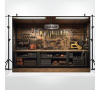 Bovlleetd 3x2m Garage Toile de Fond intérieur Vintage Voiture réparation clé Pince Bois Armoire boîte à Outils étagère Photographie Fond Portrait Photoshoot Studio Machines Outil Toile de Fond