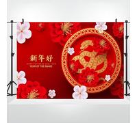 Bovlleetd 3x2m Joyeux Nouvel an Chinois cloître Golden Snake Flower année du Serpent Chinois Fond Photo célébration du Nouvel an Famille Parti Drapeau