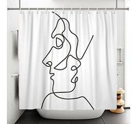 Bovlleetd Art Minimaliste Rideau De Douche Lignes Visage Humain Rideau De Salle De Bains Abstrait Homme Et Femme Embrassant Rideaux De Douche Fond Blanc Rideau De Baignoire 152x183cm