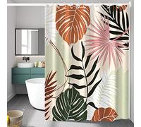 Bovlleetd Botanical Rideau de Douche Abstrait Tropical Plantes Medieval Maple Palm Leaf Rideau de Douche Boho Boy Girl Bathroom Art Decor Curtain Geometric Tub Decoration Curtain 183x188cm