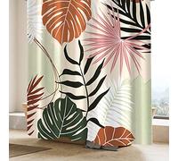 Bovlleetd Botanical Rideau de Douche Abstrait Tropical Plantes Medieval Maple Palm Leaf Rideau de Douche Boho Boy Girl Bathroom Art Decor Curtain Geometric Tub Decoration Curtain 183x213cm