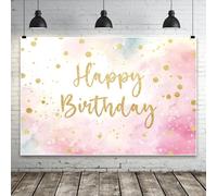 Bovlleetd Fantaisie Style Aquarelle Toile de Fond Happy Birthday Brume de rêve Toile de Fond pour Photographie Zone crépusculaire Toile de Fond pour fête et baptême d'un Enfant L220xH150cm Vinyle