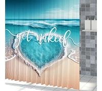 Bovlleetd Obtenir Nu Rideau de Douche Plage océan Amour Paradis Romantique Amour Coeur Rideau de Douche de Salle de Bain créatif Exotique hawaïen Accessoires de Salle de Bain en Tissu Polyester