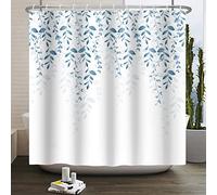 Bovlleetd Plante Rideaux de Douche 180x180cm Aquarelle Feuilles D'eucalyptus Rideau De Douche Printemps Été Paysage Bleu Botanique Salle De Bains Décoratif Rideau Imperméable Rideau De Baignoire