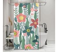 Bovlleetd Printemps Rideau de Douche Abstrait Botanique Floral Rideau de Douche pour Salle de Bain Art Moderne Rideau de Douche avec Crochets Polyester imperméable 200x180cm