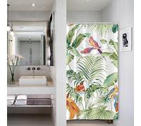 Bovlleetd Rideau de Douche Botanique - Petit Décrochage de Salle de Bain, Plante Tropicale, Feuilles de Bananier, Colibri de Printemps - Tissu Polyester 92x183cm