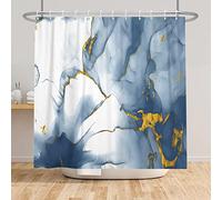 Bovlleetd Rideau de Douche en Marbre Gris Or 152x183cm - Moderne et Abstrait pour Salle de Bain - Baignoire Étanche avec Crochet