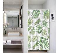 Bovlleetd Rideau de Douche Vert Sauge Rideau de Douche en Feuilles d'eucalyptus Naturelles Aquarelle de Printemps étroit pour Salle de Bain Décor de Baignoire botanique Vert et Blanc 92x183cm
