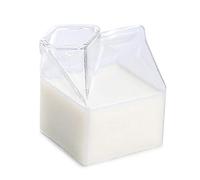 BovoYa Mini Pot à Lait, Tasse de Lait en Forme de boîte en Verre Contenant de Carton de Lait Transparent Tasse irrégulière pour Le café de jus de Lait