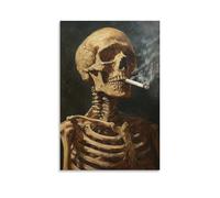 BoVrilyx Poster d'art mural squelette fumant vintage avec cigarette - Décoration gothique - Pour bar, studio de tatouage, dortoir, chambre - 30,5 x 45,7 cm - Sans cadre