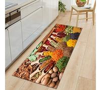 BOVZOX Tapis Cuisine Absorbant Antidérapant Tapis Devant Evier Épices à la cuillère Tapis Ensemble Universel pour Salle de Bain Douche Paillasson Porte 60 x 150cm