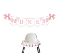 Bow Bannière Chaise Haute 1 An, Pré-Enfilée Rose Bannière de Chaise Haute pour Premier Anniversaire Douce Decoration Chaise Haute 1er Anniversaire Accessoire Photo Décoration de Chambre
