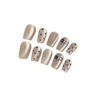 Bow Diamond Polka Dot Design Faux Ongles Oeil De Chat Paillettes Courtes Presse À La Main Sur Les Ongles Kit Manucure(UltraShort -M)