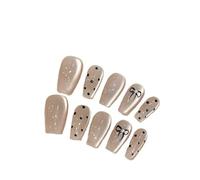 Bow Diamond Polka Dot Design Faux Ongles Oeil De Chat Paillettes Courtes Presse À La Main Sur Les Ongles Kit Manucure(Short-S)