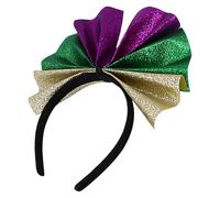 Bow Headbands, Sequins Bow Headband for Holidays, Mardi Gras Hair Decoration, Cute Bows Band Hairstyling, Festive Gras Accessory for Women and Kids, 9.45x9.84 Inches