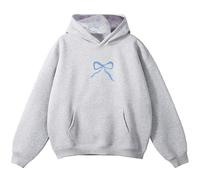 Bow Hoodie Women Embroidered Bow Hoodies Trendy Preppy Sweatshirts Cute Y2K Graphic Pullover Tops for Teen Girls (Blue,S)
