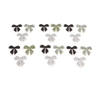 Bow Knot Rhinestones Patches 18pcs | Silver Black Green Iron On & Sew On Patches for Clothing/Bags/Hats | 6x6cm DIY Repair & Decoration