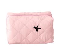 Bow Makeup Bag, Portable Cosmetic Pouch, 16x9x9cm, Large Travel Organizer, Brush Storage, Aesthetic Toiletry Holder, Pencil Pouch, for Beauty Accessories Case, Stylish Zippered Bag