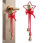 Bow Ornaments - Handmade Rustic Fabric Ribbon Bow with Bell, Natural Pine Cone Pendant, Jingle Accent, Ready-to- Decorative Accent for Apartment Kitchen Classroom, Holiday Decoration